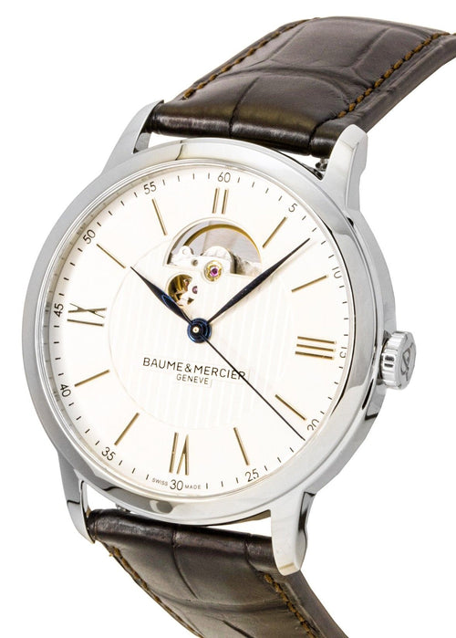 Baume & Mercier Classima Leather Strap Open Heart Silver Dial Automatic M0A10524 Men's Watch