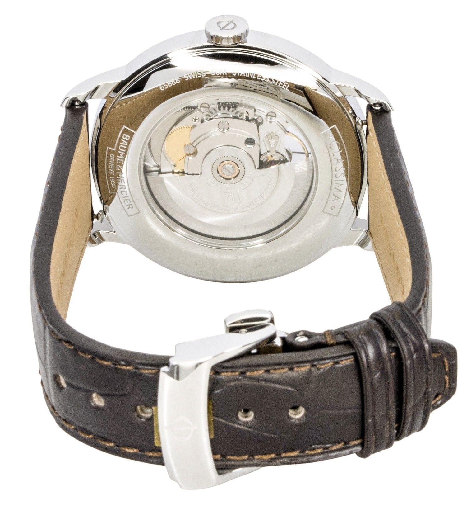 Baume & Mercier Classima Leather Strap Open Heart Silver Dial Automatic M0A10524 Men's Watch