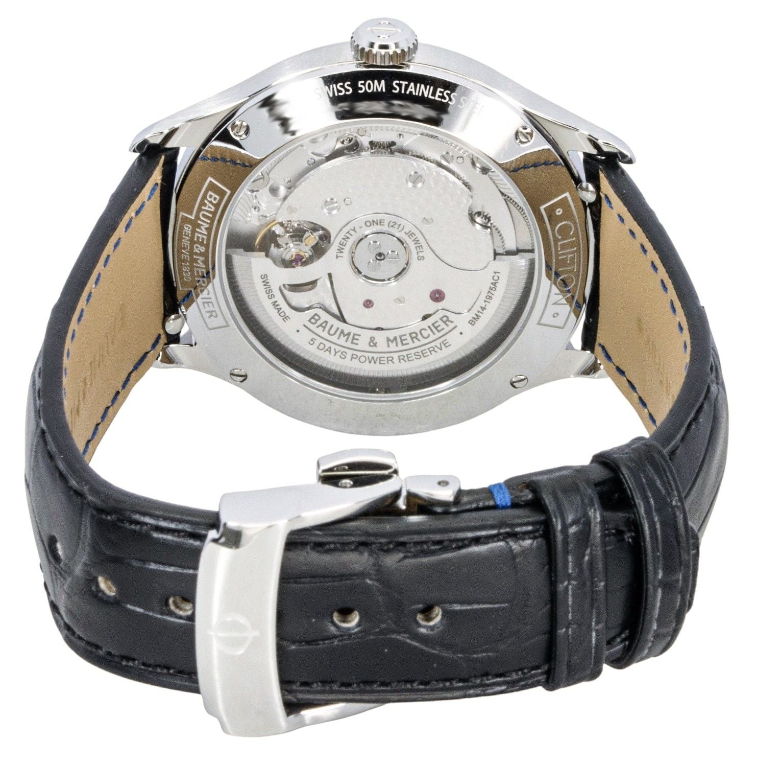 Baume & Mercier Clifton Leather Strap Moon phase Black Dial Automatic M0A10758 Men's Watch
