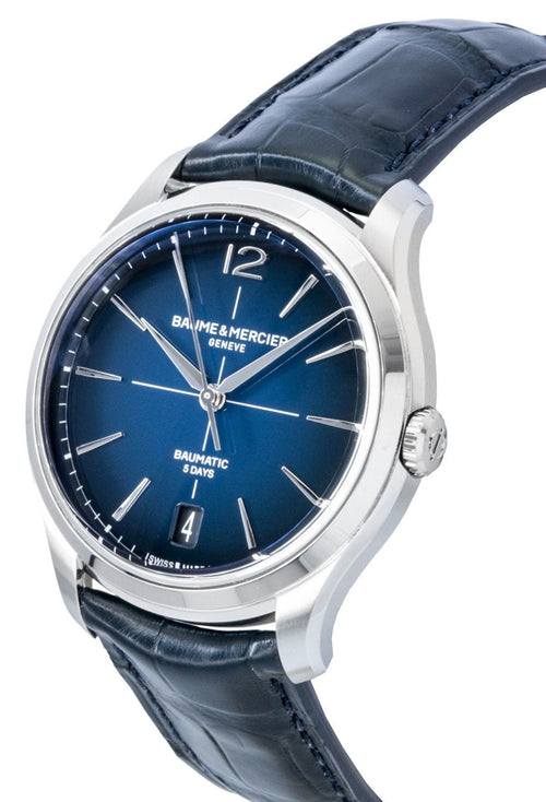 Baume & Mercier Clifton Leather Strap Blue Dial Automatic M0A10771 Men's Watch