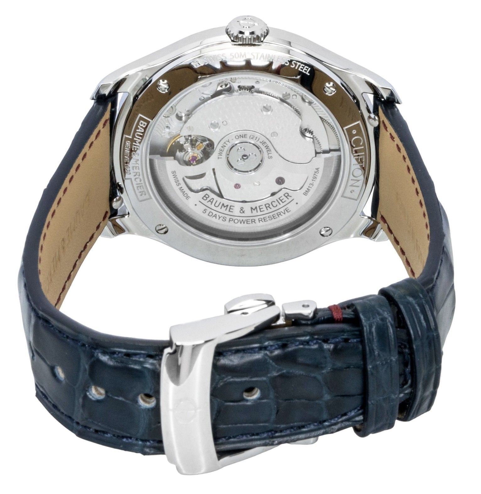 Baume & Mercier Clifton Leather Strap Blue Dial Automatic M0A10771 Men's Watch