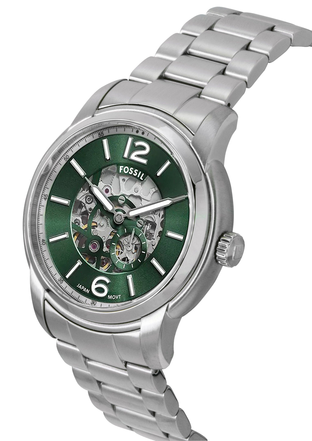 Fossil Heritage Stainless Steel Green Skeleton Dial Automatic ME3262 Men's Watch
