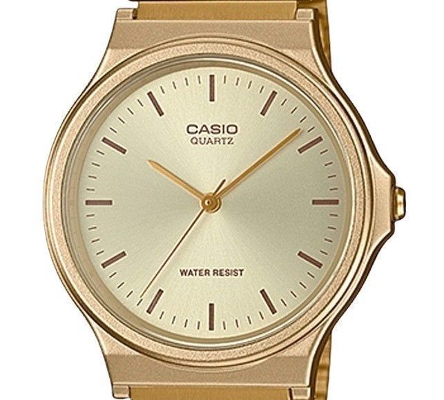 Casio Analog Gold Tone Stainless Steel Champagne Dial Quartz MQ-24G-9E Men's Watch