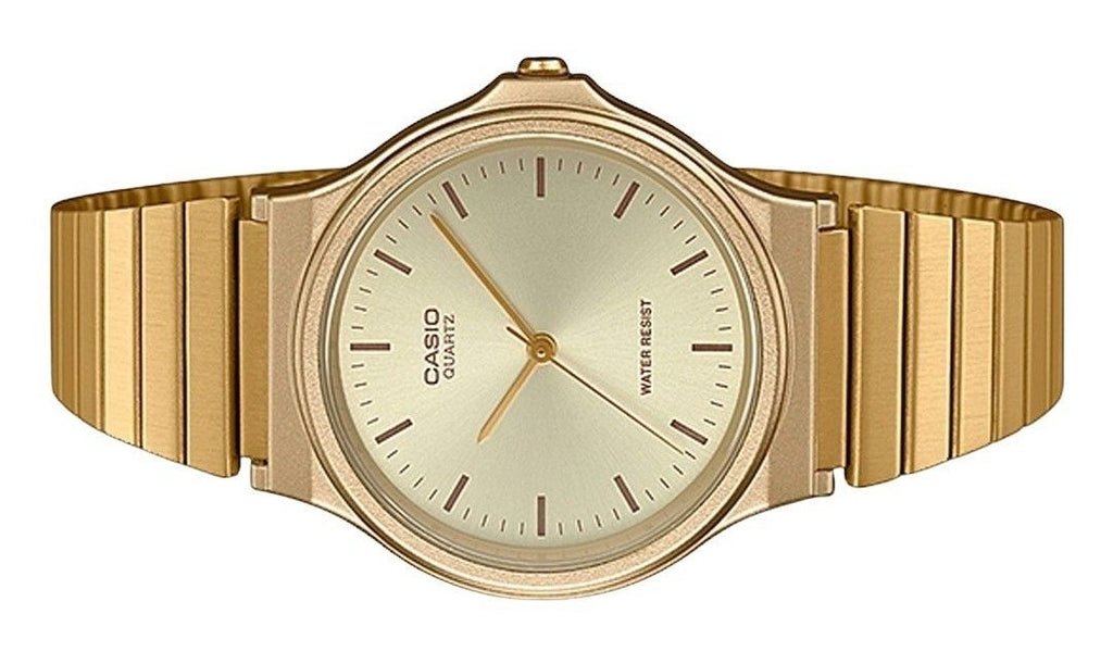 Casio Analog Gold Tone Stainless Steel Champagne Dial Quartz MQ-24G-9E Men's Watch
