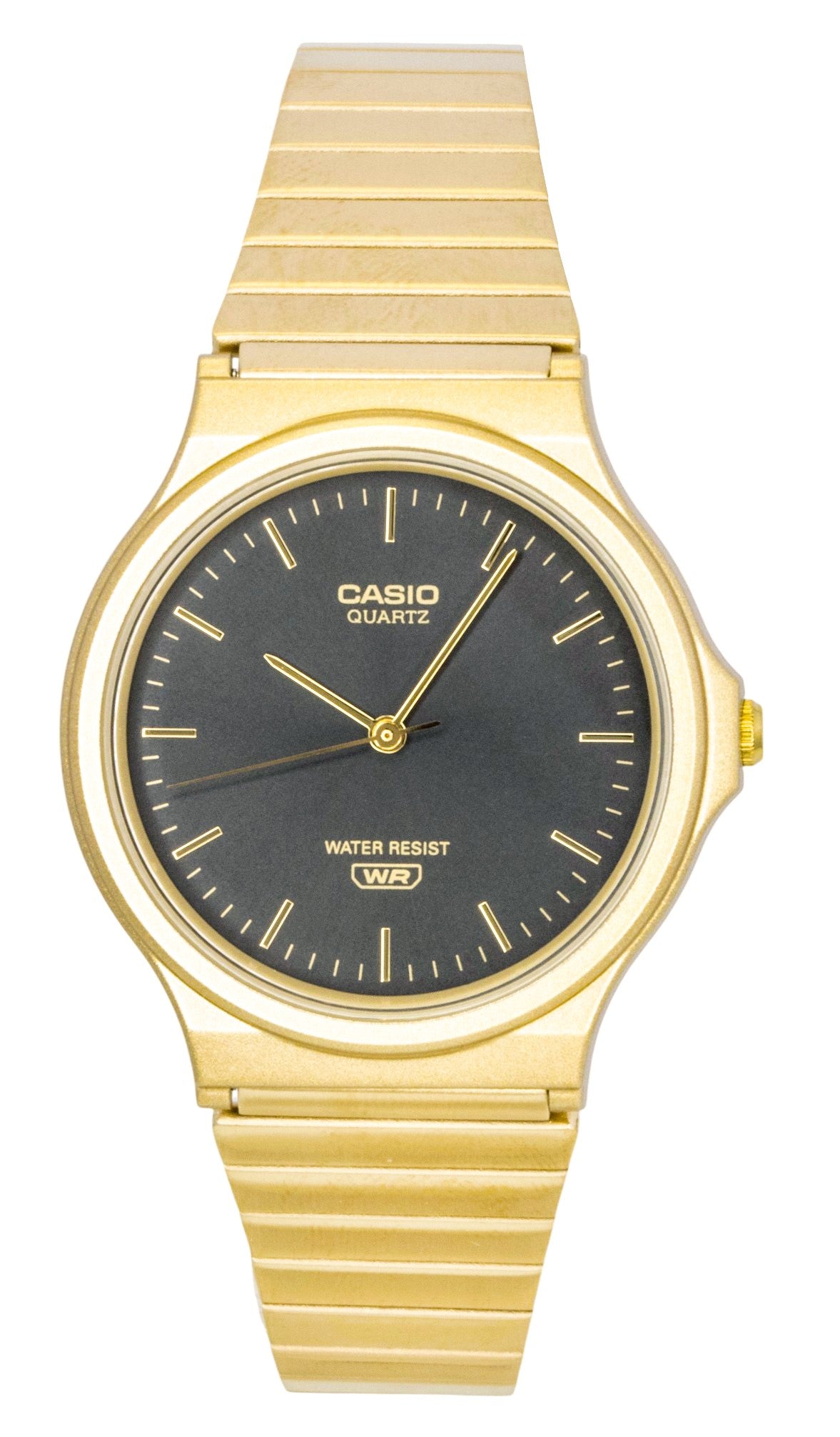 Casio Analog Gold Tone Stainless Steel Bracelet Black Dial Quartz MQ-24GA-1A Unisex Watch