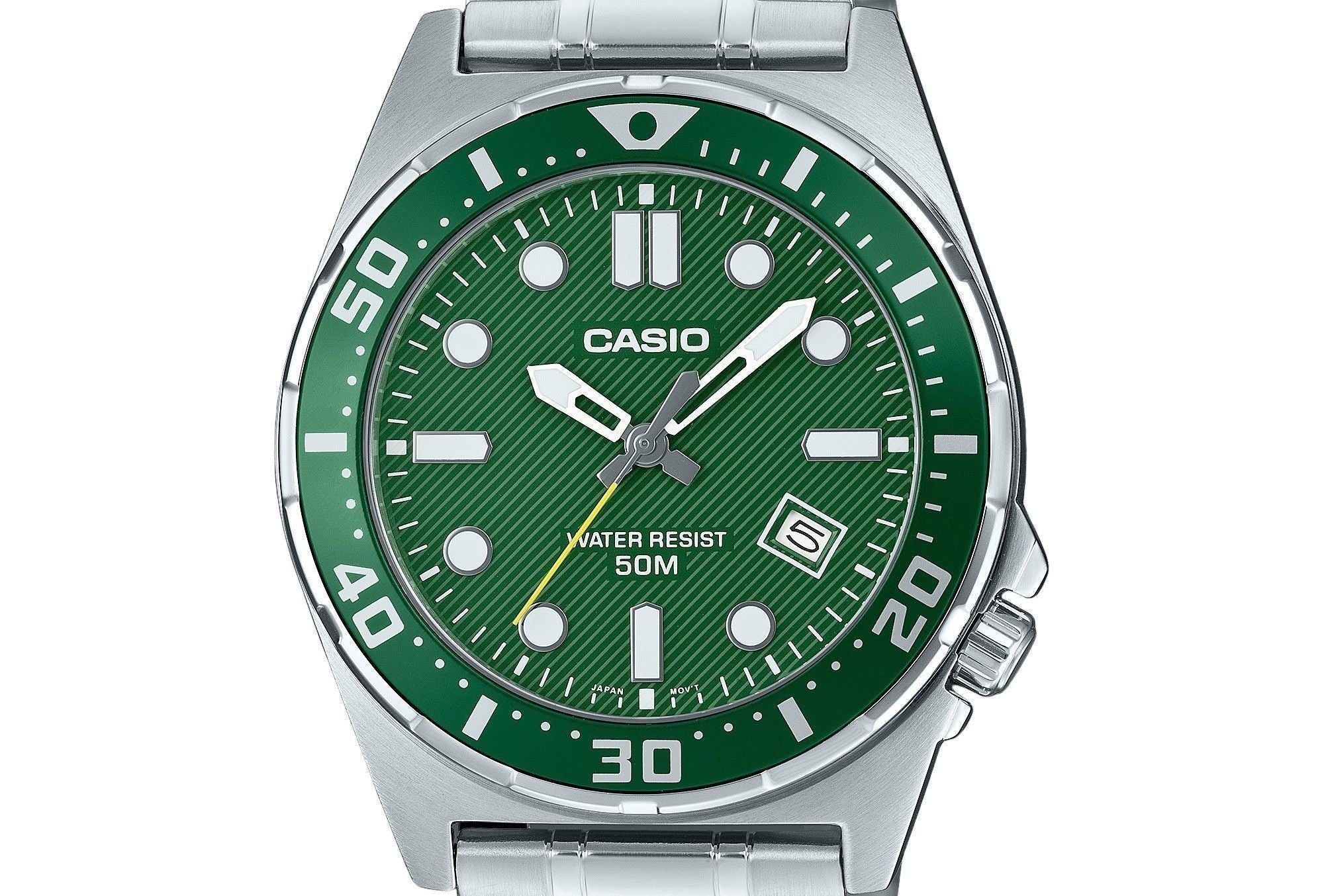 Casio Standard Analog Stainless Steel Green Dial Quartz MTD-135D-3AV Men's Watch