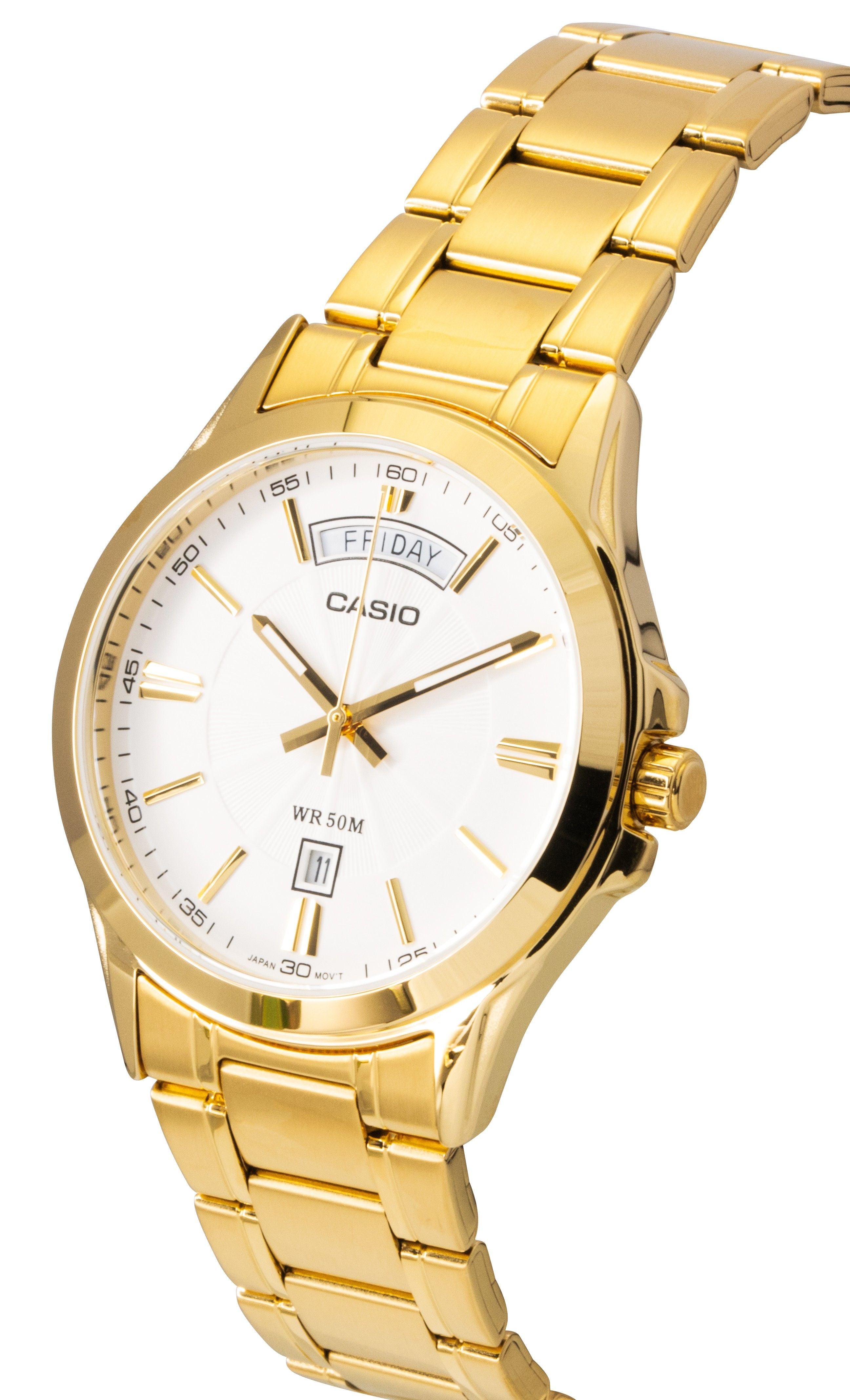 Casio Standard Analog Gold Tone Stainless Steel White Dial Quartz MTP-1381GD-7AV Men's Watch
