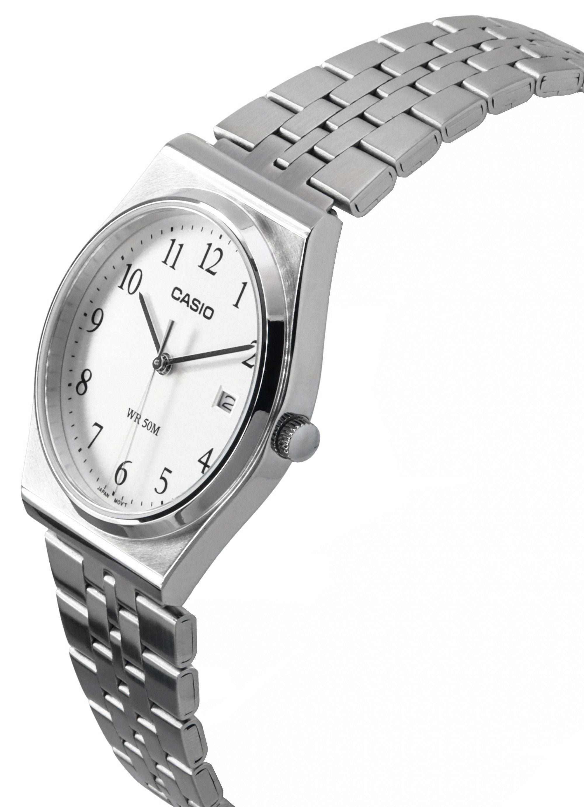 Casio Standard Analog Stainless Steel White Dial Quartz MTP-B145D-7B Men's Watch