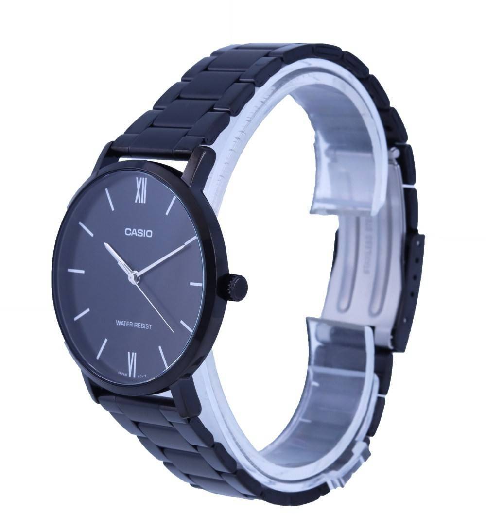 Casio Black Dial Stainless Steel Analog MTP-VT01B-1B MTPVT01B-1B Men's Watch