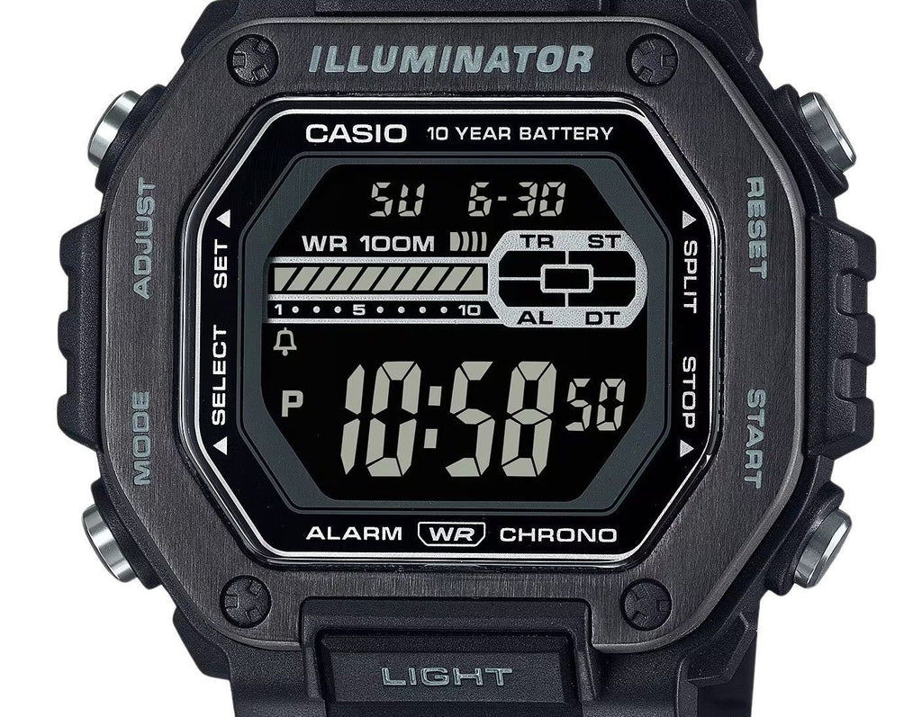Casio Standard Digital Black Resin Strap Blue Dial Quartz MWD-110HB-1BV 100M Men's Watch
