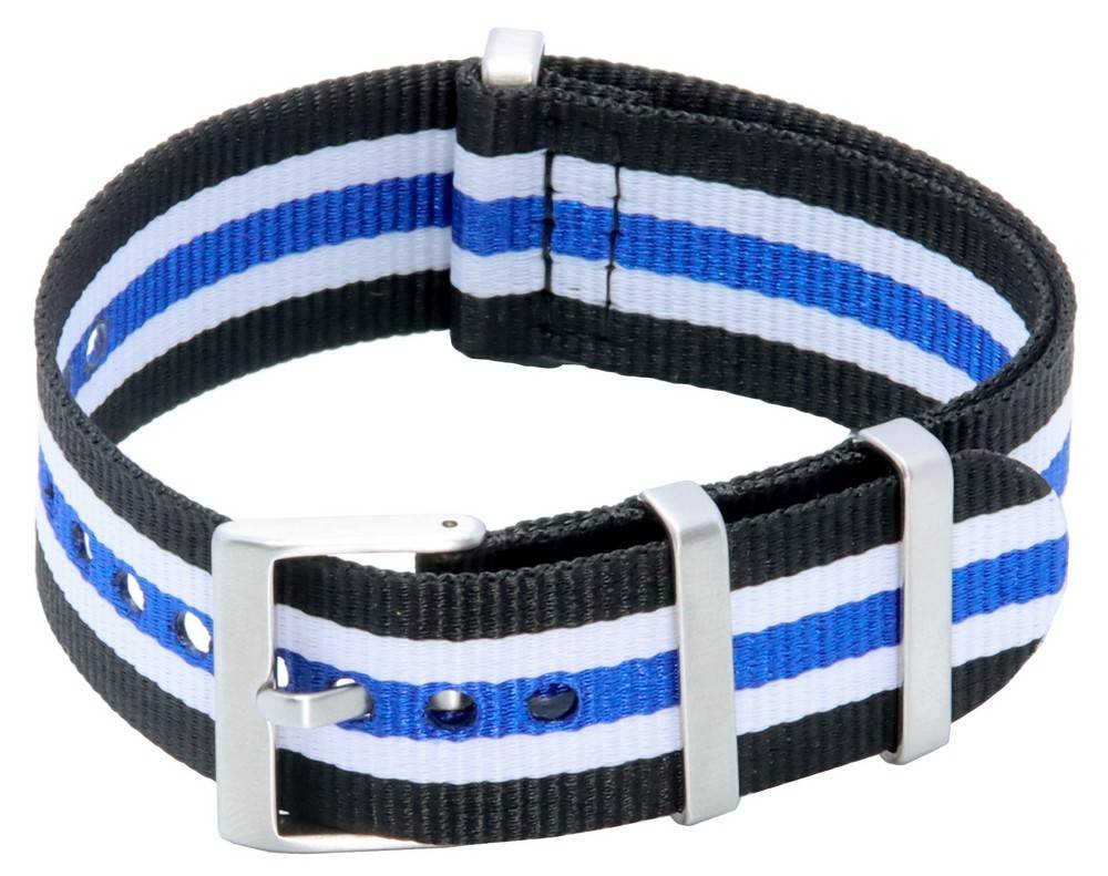 Ratio NATO19 Black and Blue Nylon 22mm Watch Strap