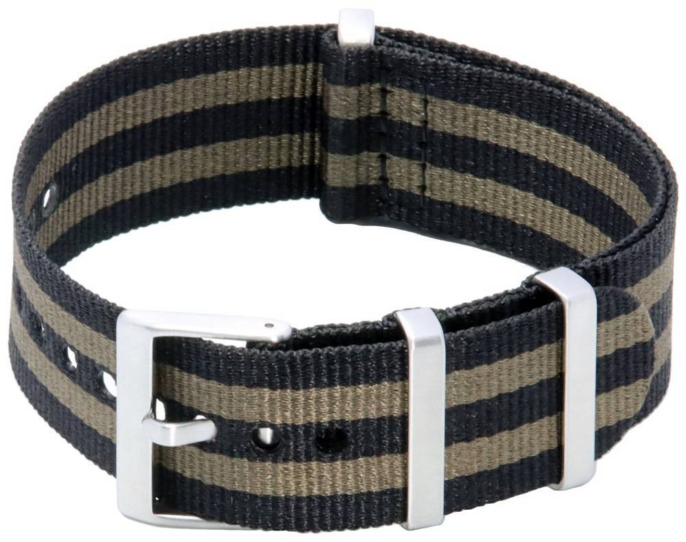 Ratio NATO21 Khaki and Black Nylon 22mm Watch Strap