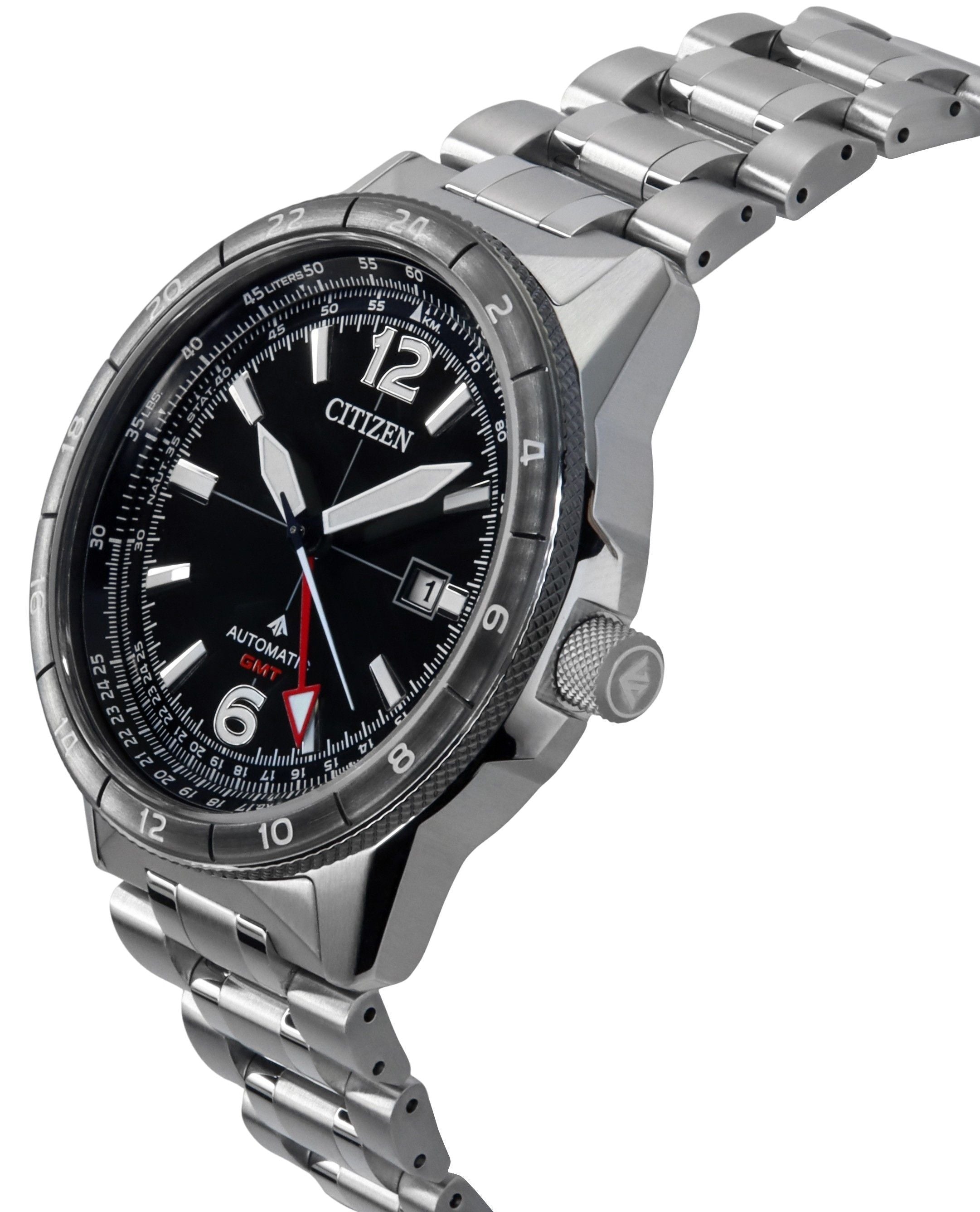 Citizen Promaster Air GMT Stainless Steel Black Dial Automatic NB6046-59E 200M Men's Pilot Watch