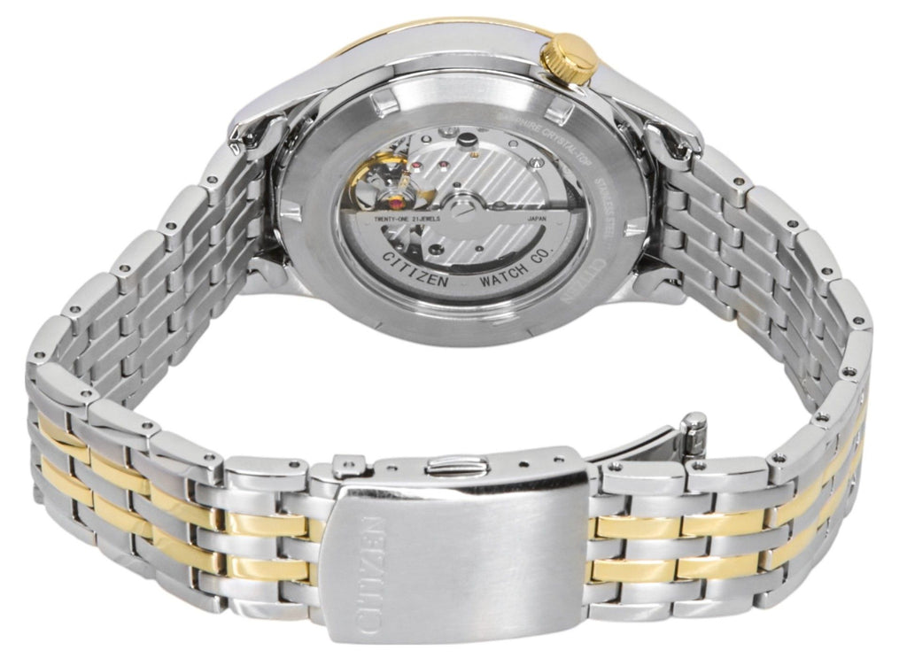Citizen Two Tone Stainless Steel Open Heart Green Dial Automatic NH9134-83X Men's Watch
