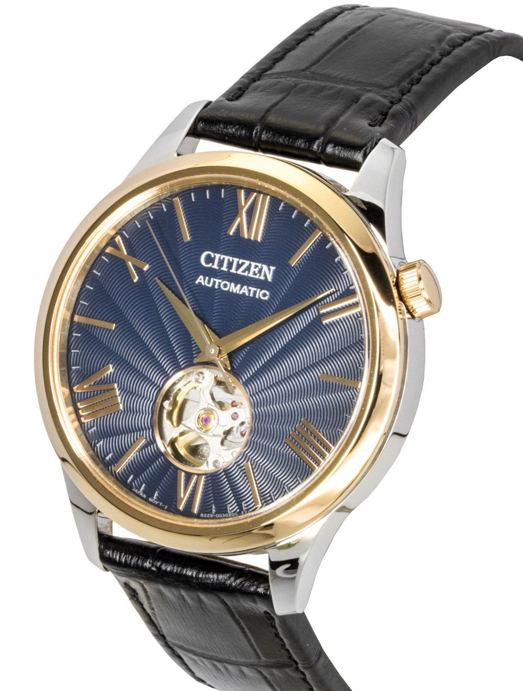 Citizen Leather Strap Open Heart Blue Dial Automatic NH9136-02L Men's Watch