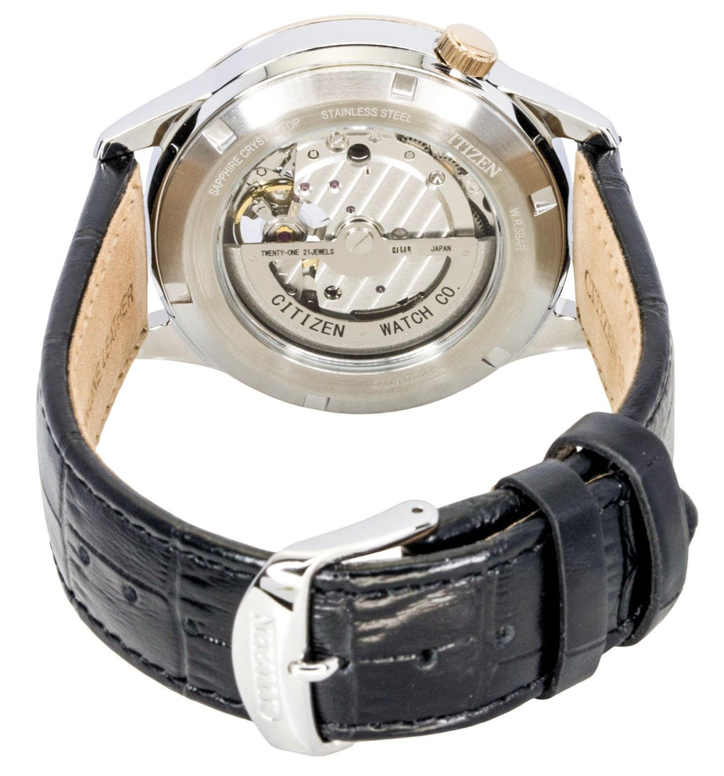 Citizen Leather Strap Open Heart Blue Dial Automatic NH9136-02L Men's Watch