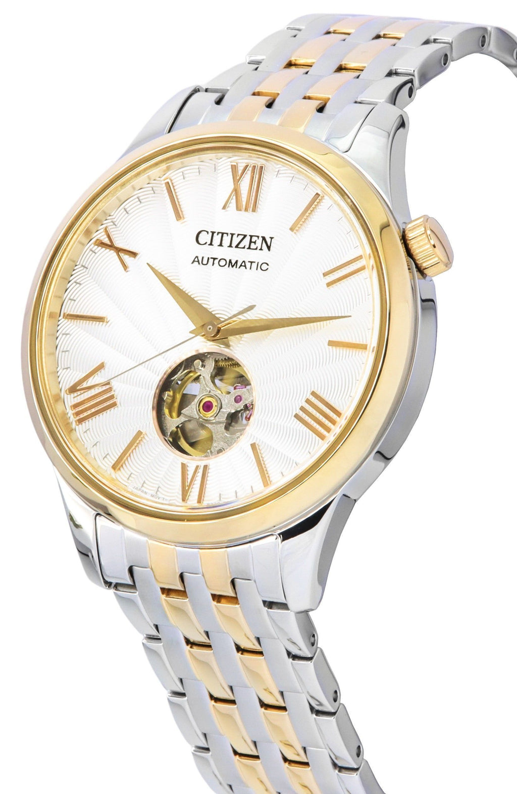 Citizen Two Tone Stainless Steel Open Heart White Dial Automatic NH9136-88A Men's Watch