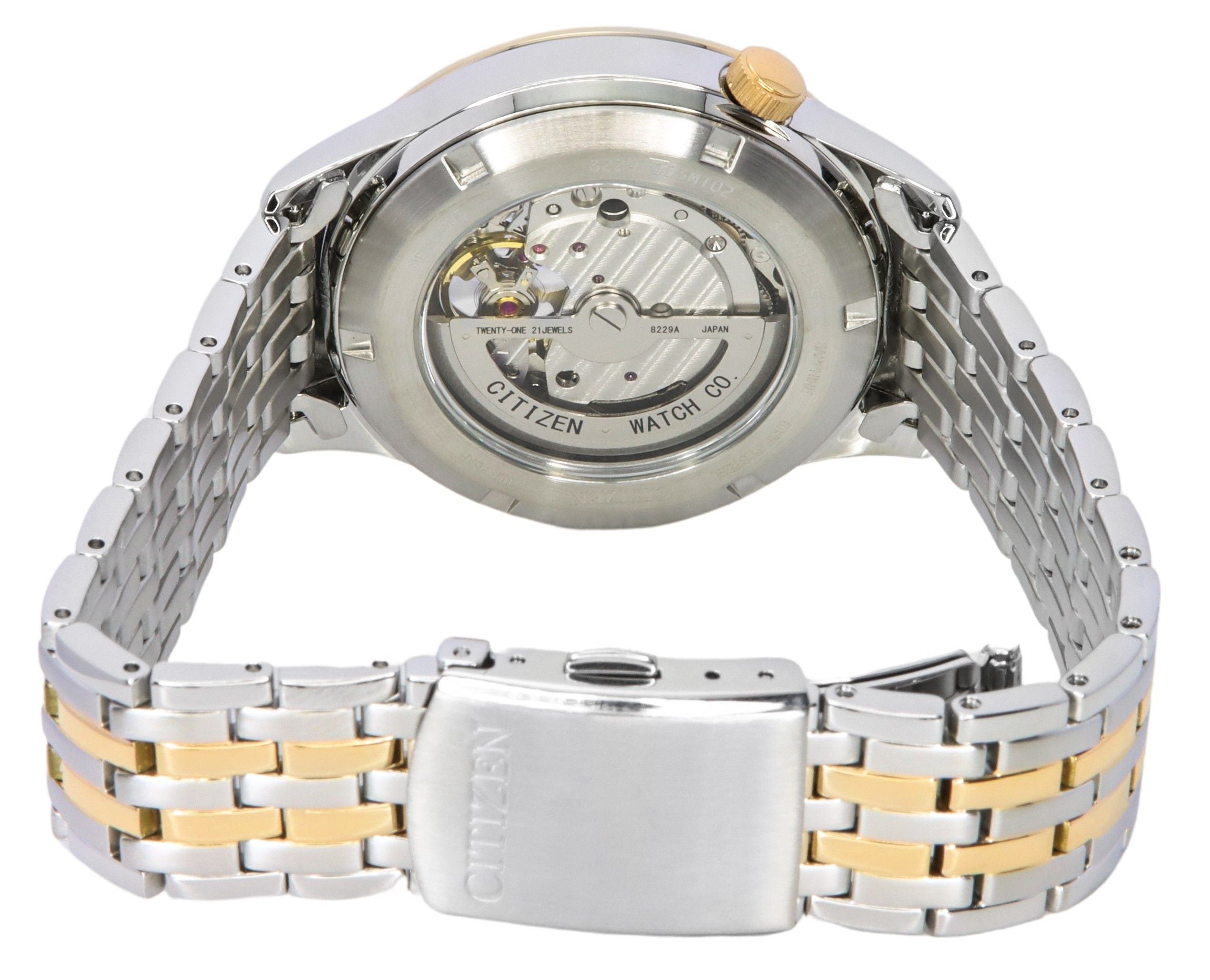 Citizen Two Tone Stainless Steel Open Heart White Dial Automatic NH9136-88A Men's Watch