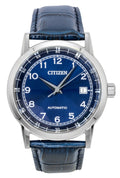 Citizen Leather Strap Blue Dial Automatic NJ0210-13L Men's Watch