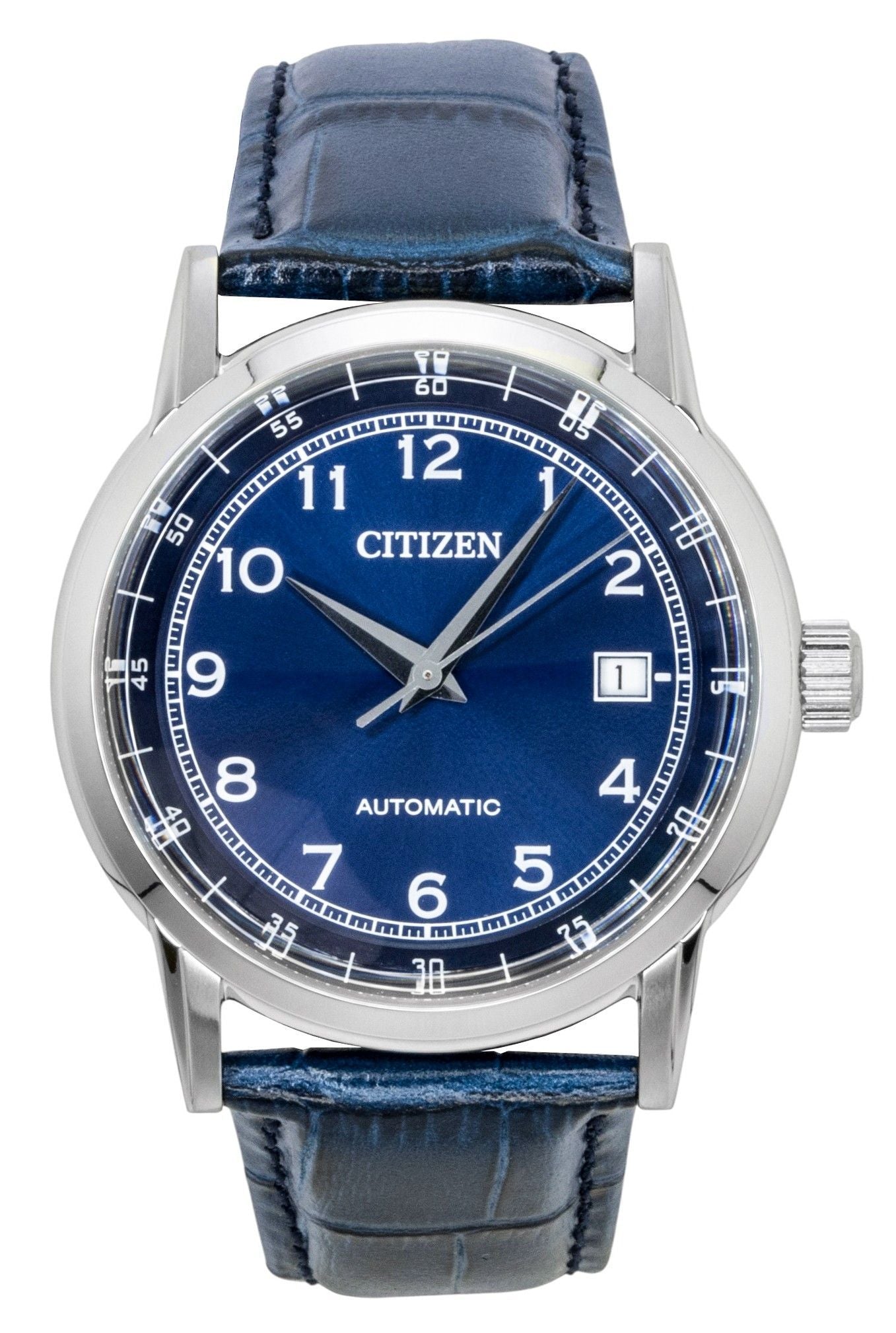 Citizen Leather Strap Blue Dial Automatic NJ0210-13L Men's Watch