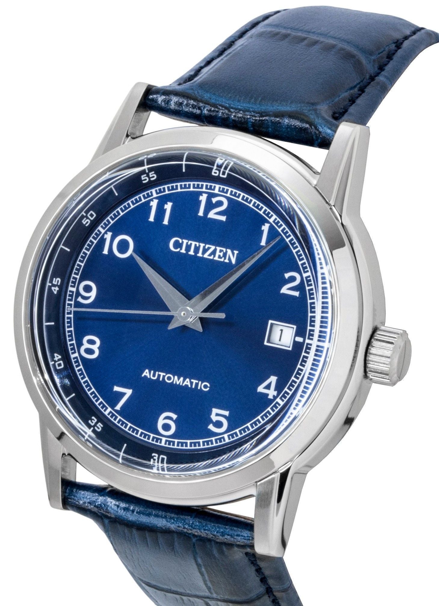 Citizen Leather Strap Blue Dial Automatic NJ0210-13L Men's Watch