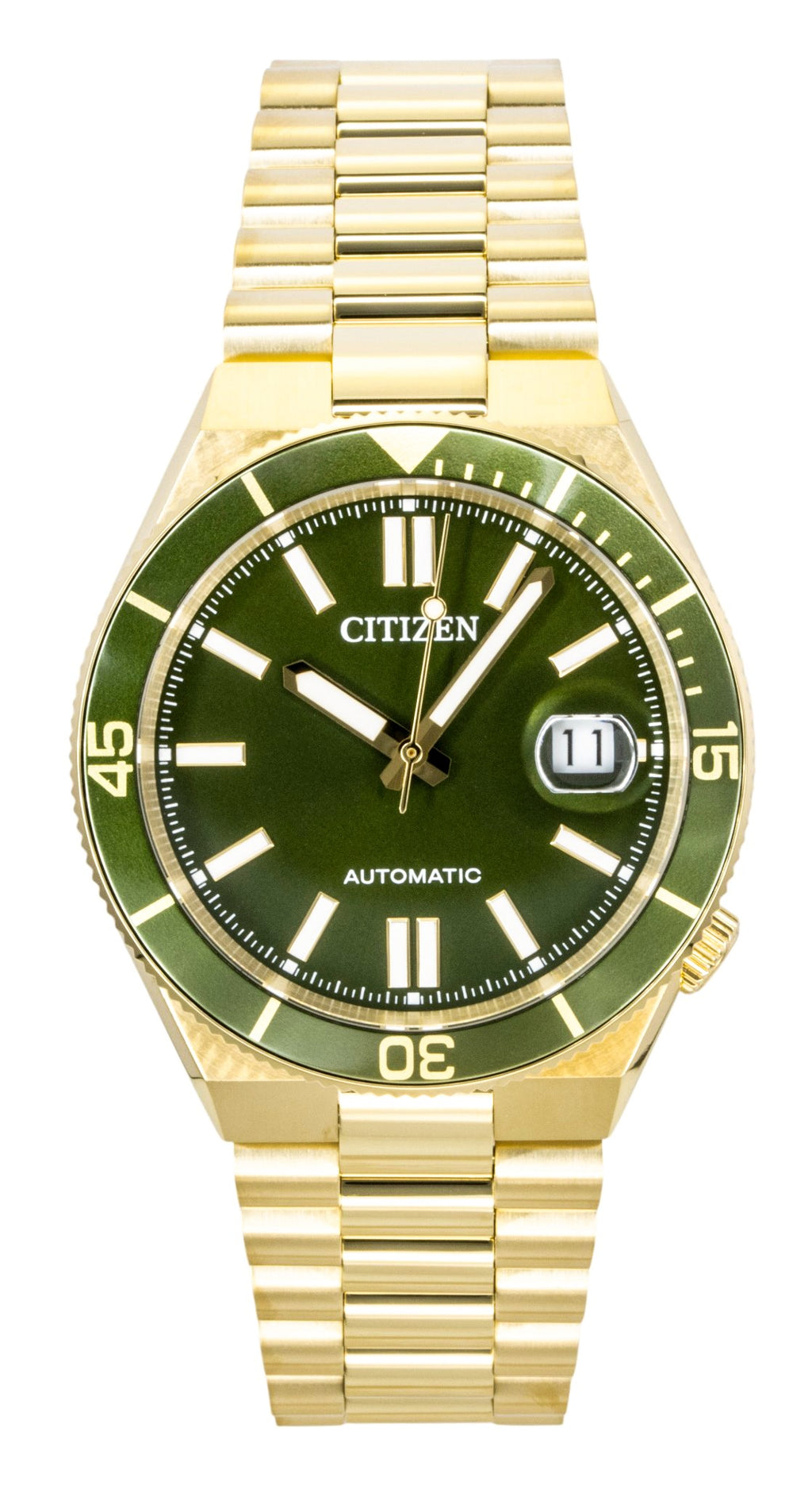 Citizen Tsuyosa Analog Gold Tone Stainless Steel Green Dial Automatic NJ0232-53X 100M Men's Watch
