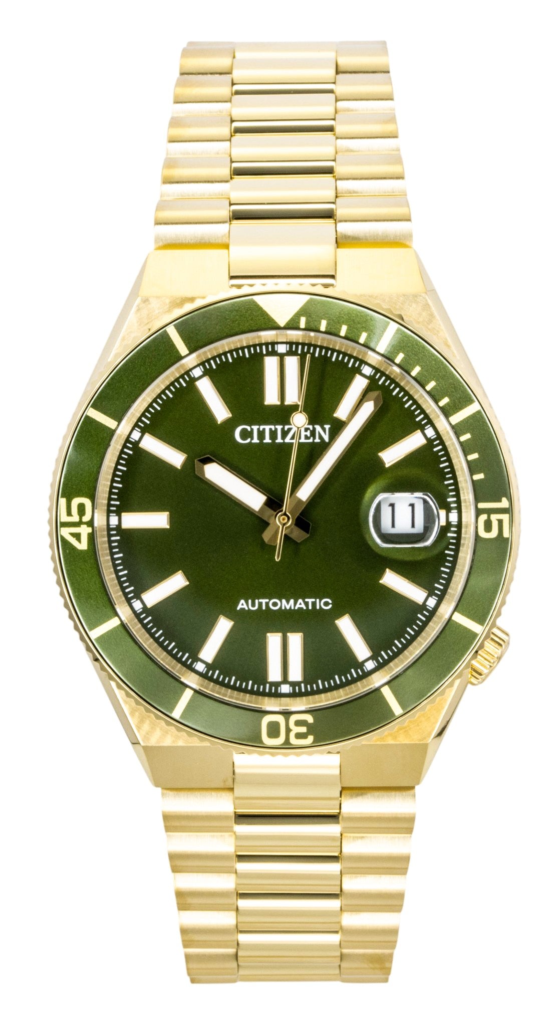 Citizen Tsuyosa Analog Gold Tone Stainless Steel Green Dial Automatic NJ0232-53X 100M Men's Watch