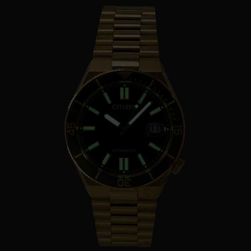 Citizen Tsuyosa Analog Gold Tone Stainless Steel Green Dial Automatic NJ0232-53X 100M Men's Watch