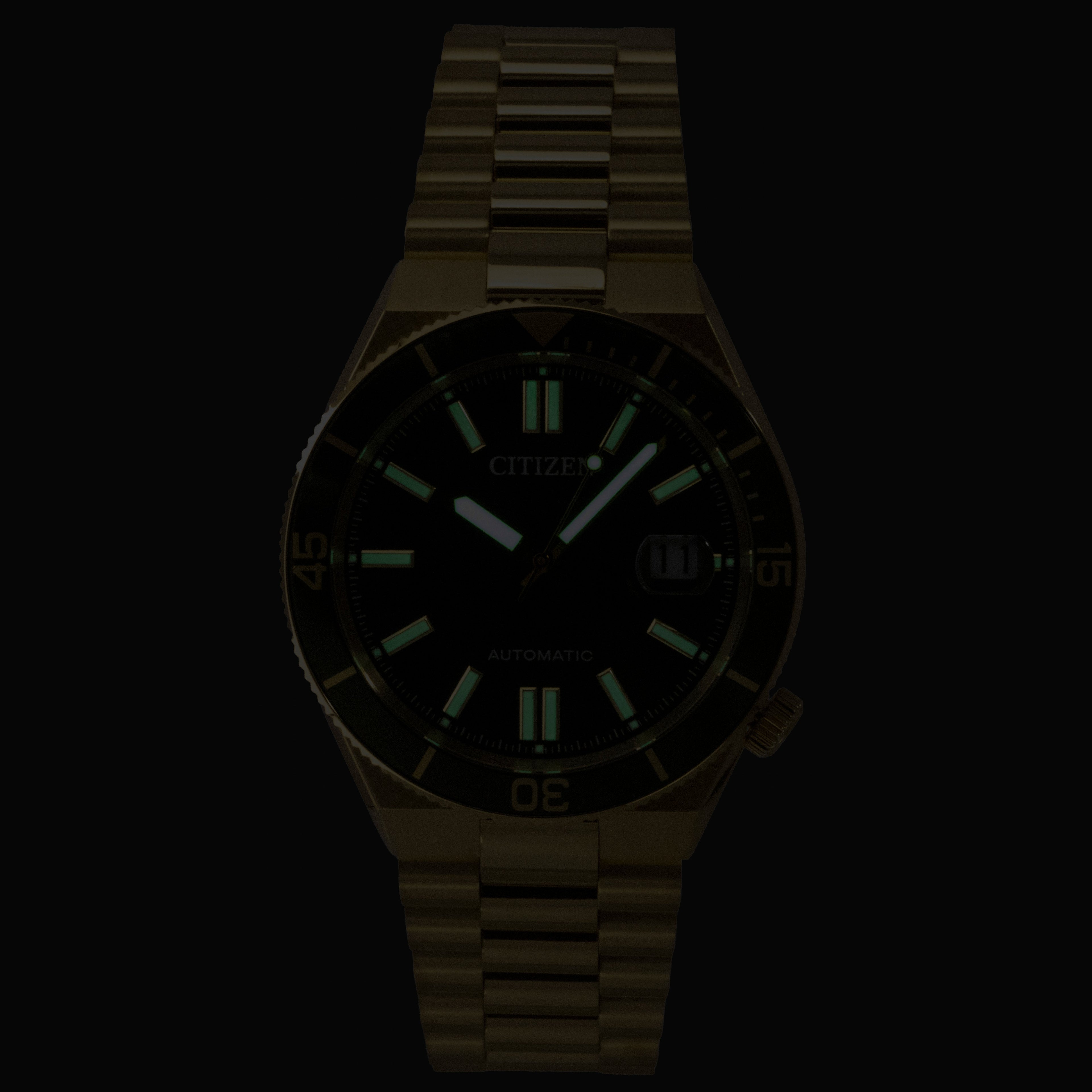 Citizen Tsuyosa Analog Gold Tone Stainless Steel Green Dial Automatic NJ0232-53X 100M Men's Watch