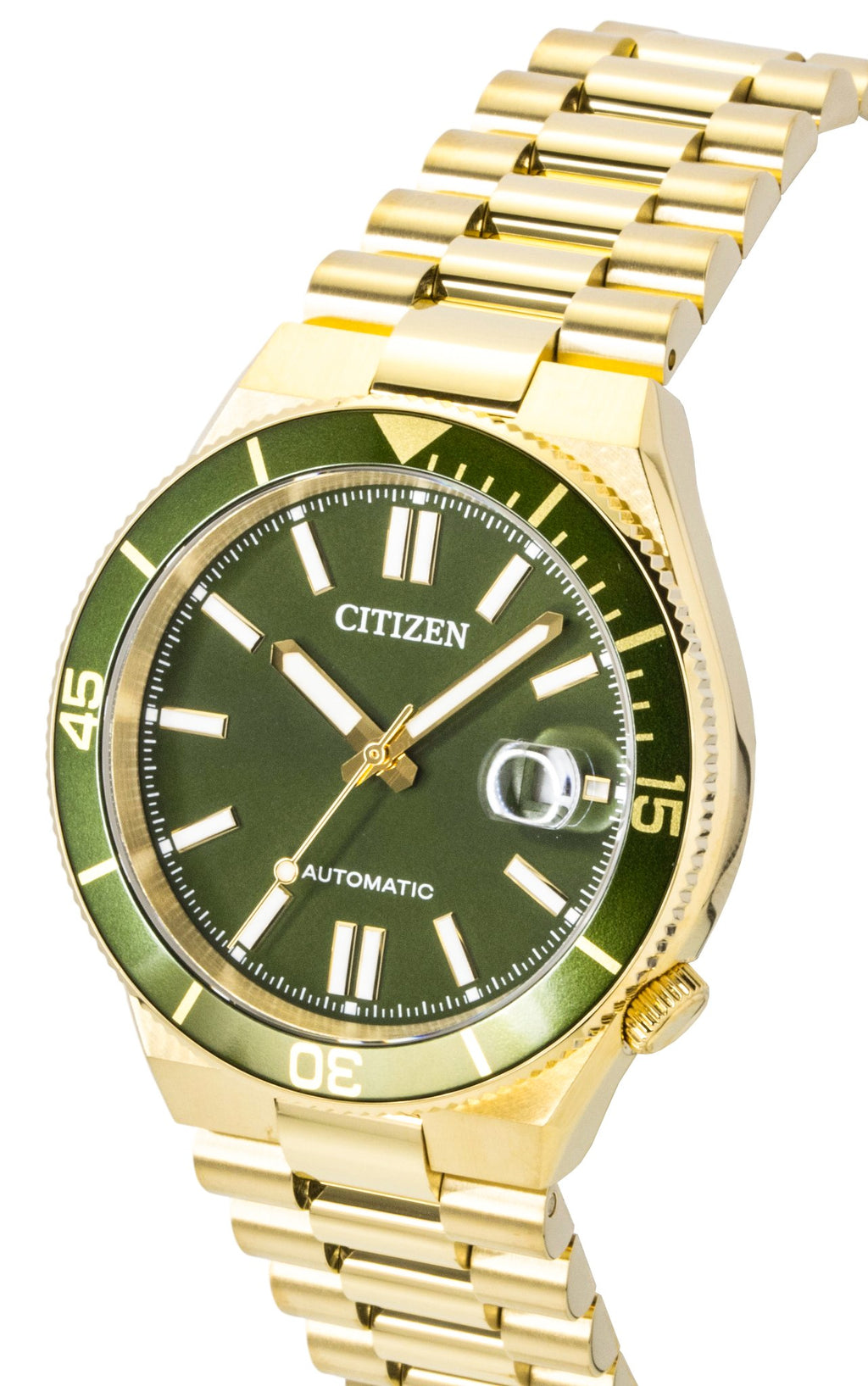 Citizen Tsuyosa Analog Gold Tone Stainless Steel Green Dial Automatic NJ0232-53X 100M Men's Watch