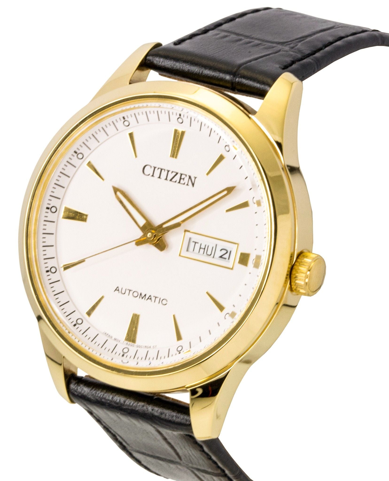 Citizen Leather Strap White Dial Automatic NY4059-09A Men's Watch
