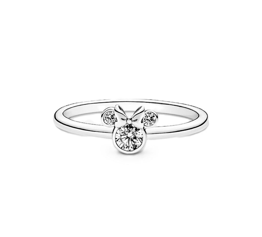 Pandora Disney Minnie Mouse Sparkling Head Ring With Clear Cubic Zirconia P-190074C01-54 For Women