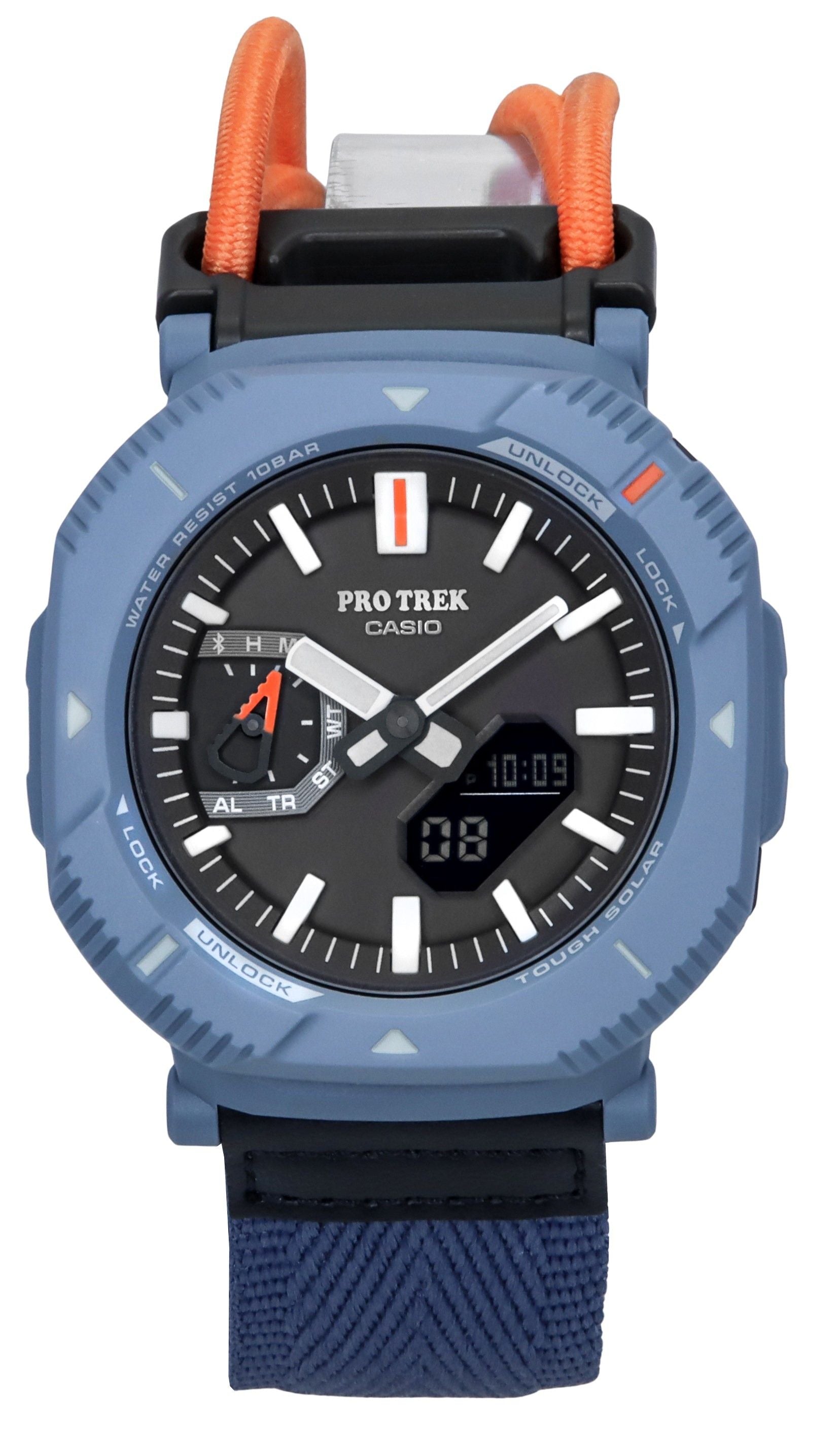 Casio Pro Trek Hiker Line Analog Digital Mobile Link Cloth Strap Grey Dial Tough Solar PRJ-B001B-2 100M Men's Watch