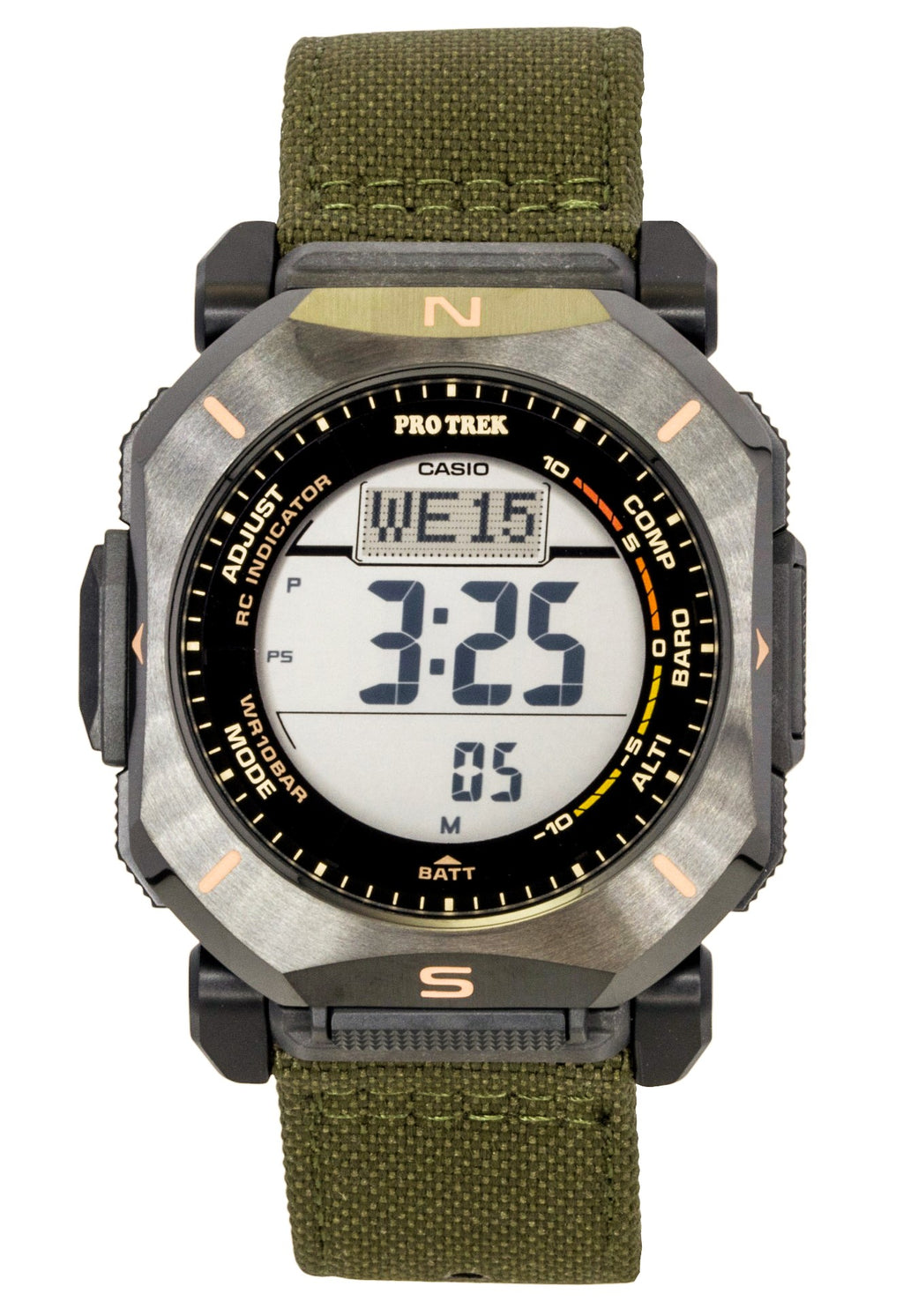 Casio Pro Trek Digital Green Cloth Strap Solar PRW-69YB-3 100M Men's Watch