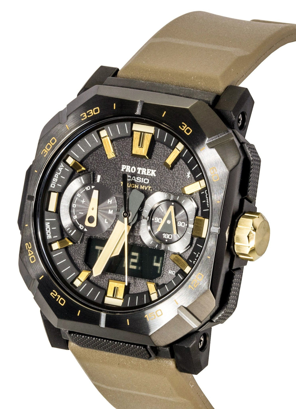 Casio Pro Trek Analog Digital Smartphone Link Brown Rubber Strap Black Dial Solar PRW-B1000-5 100M Men's Watch