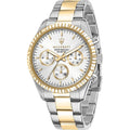 Maserati Competizione Two Tone Stainless Steel Silver Multifunction Dial Quartz R8853100021 100M Men's Watch