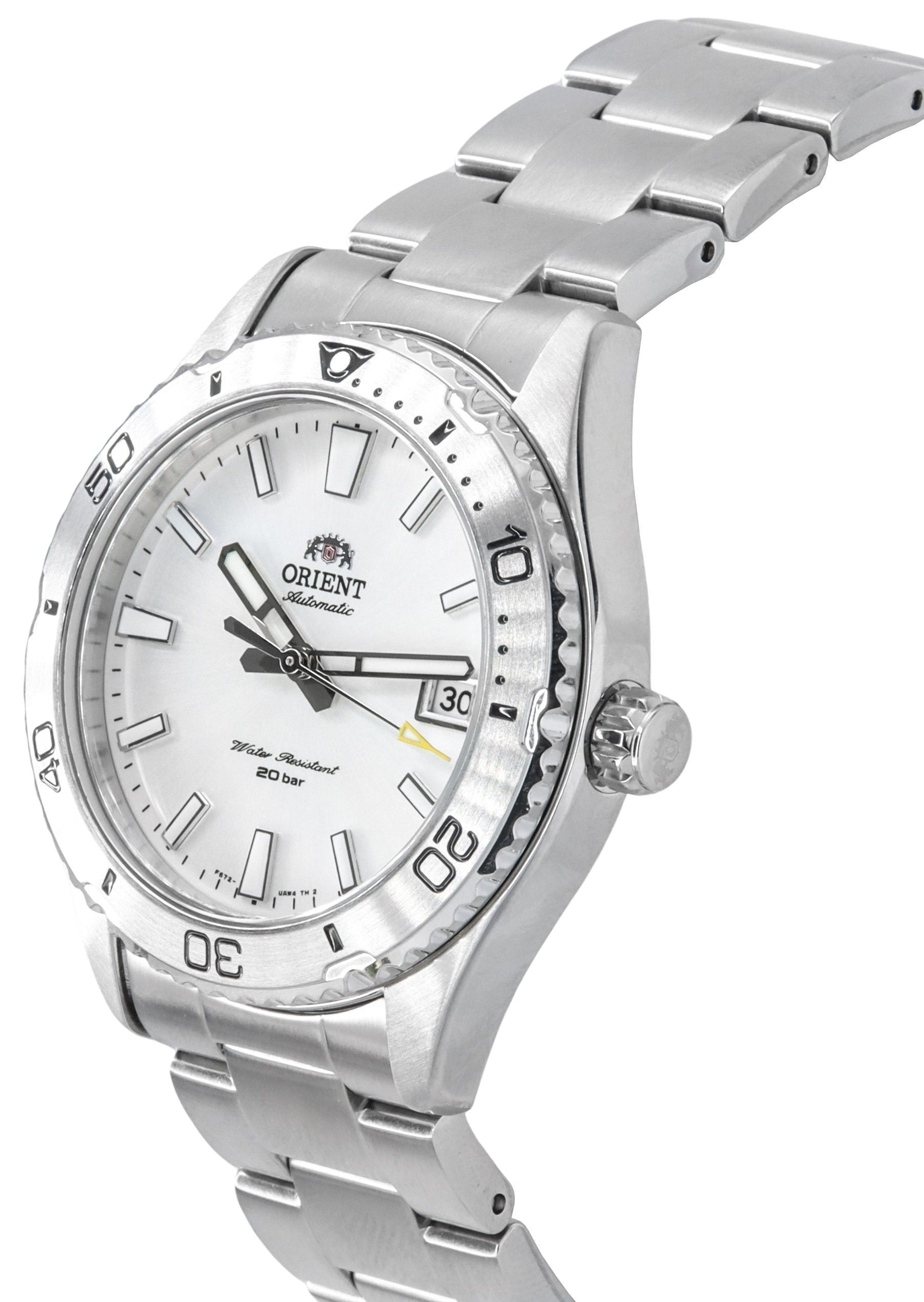 Orient Sports Mako Stainless Steel White Dial Automatic Diver's RA-AC0Q03S10B RA-AC0Q03S30B 200M Men's Watch