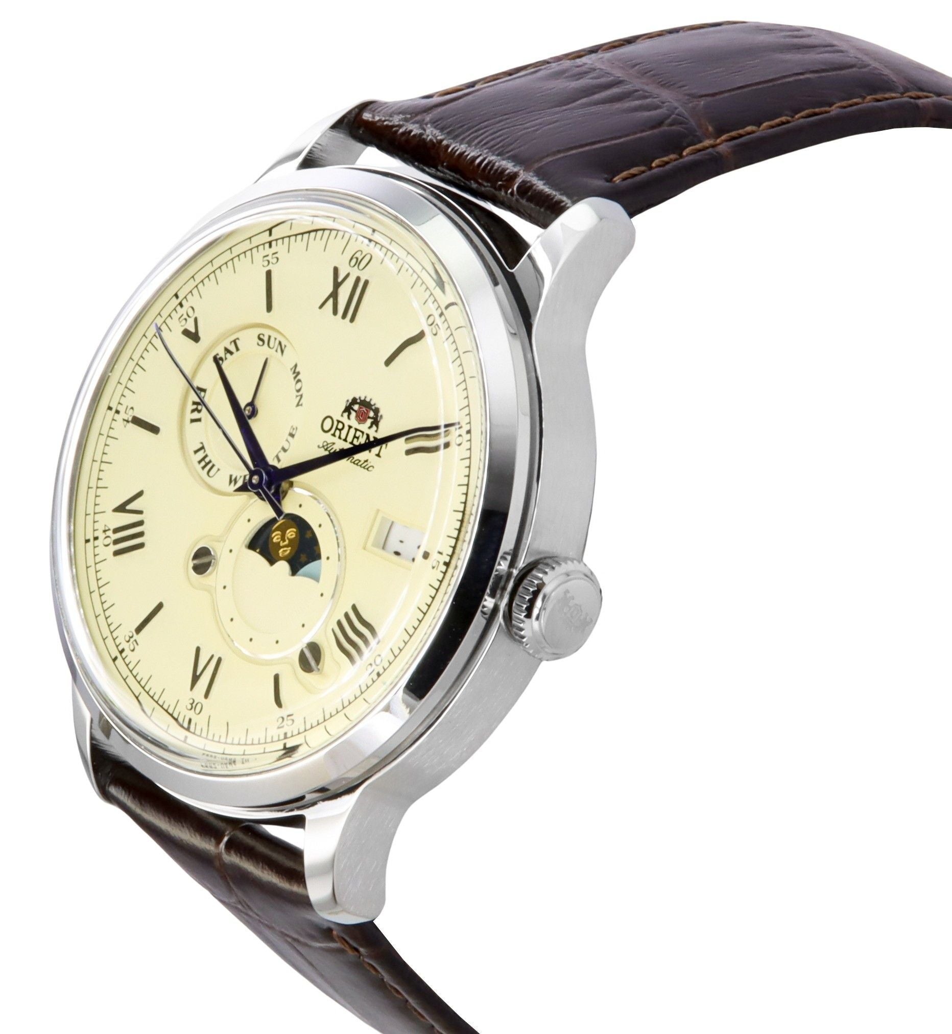 Orient Bambino Version 9 Sun And Moon Phase Champagne Dial Automatic RA-AK0803Y10B RA-AK0803Y30B Men's Watch