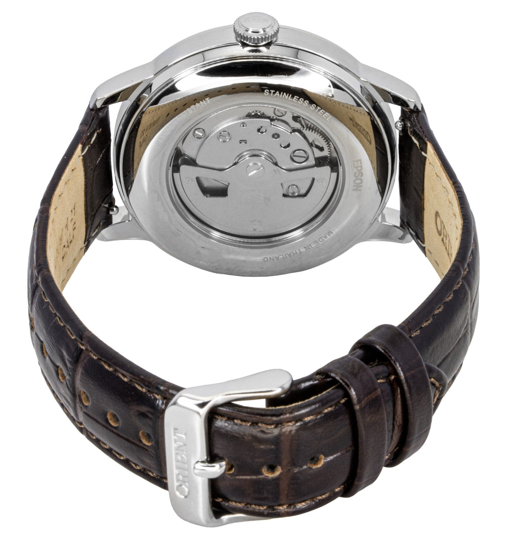 Orient Classic Sun and Moon Leather Strap Bordeaux Dial Automatic RA-AK0807R Men's Watch
