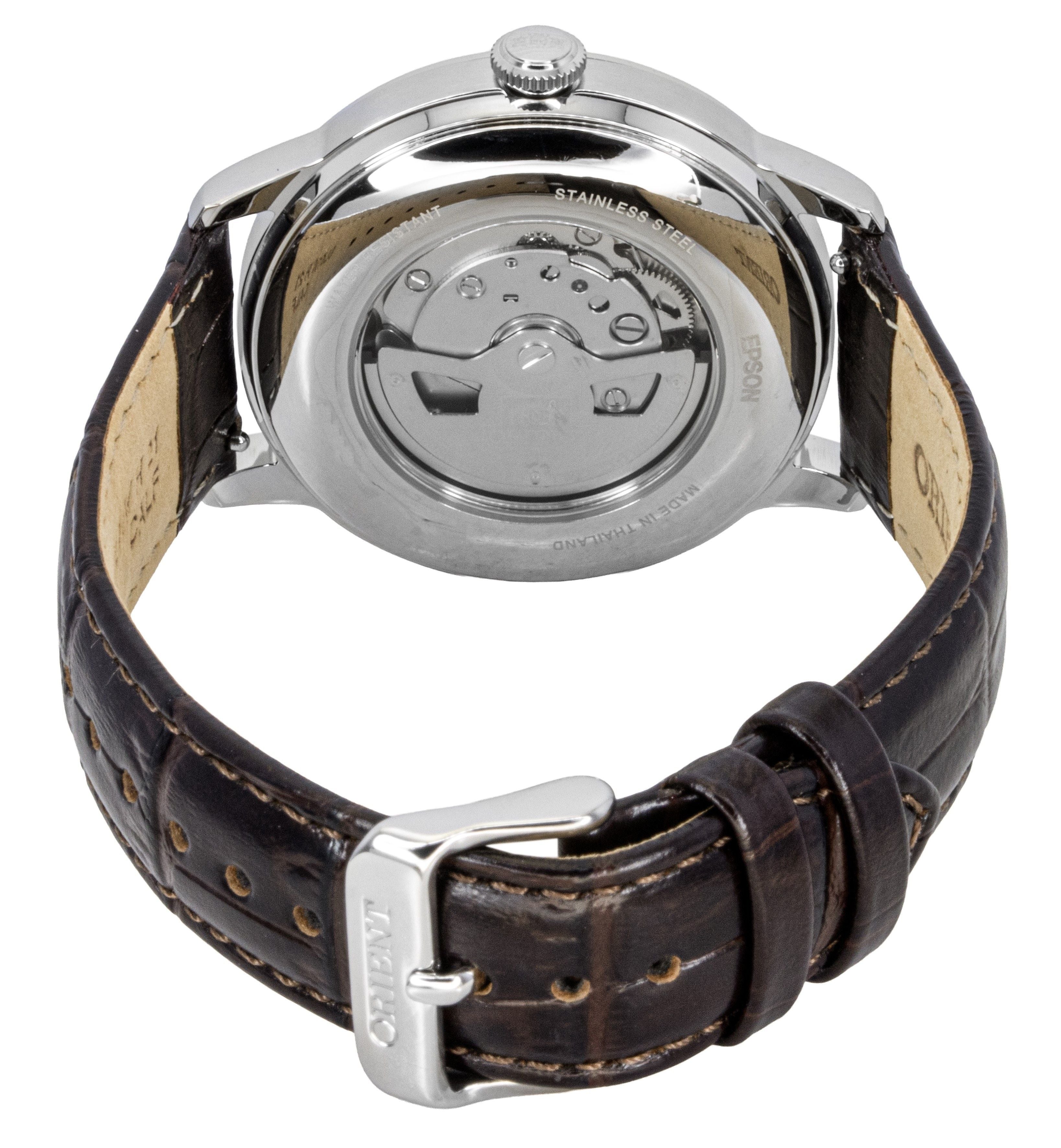Orient Classic Sun and Moon Leather Strap Bordeaux Dial Automatic RA-AK0807R Men's Watch