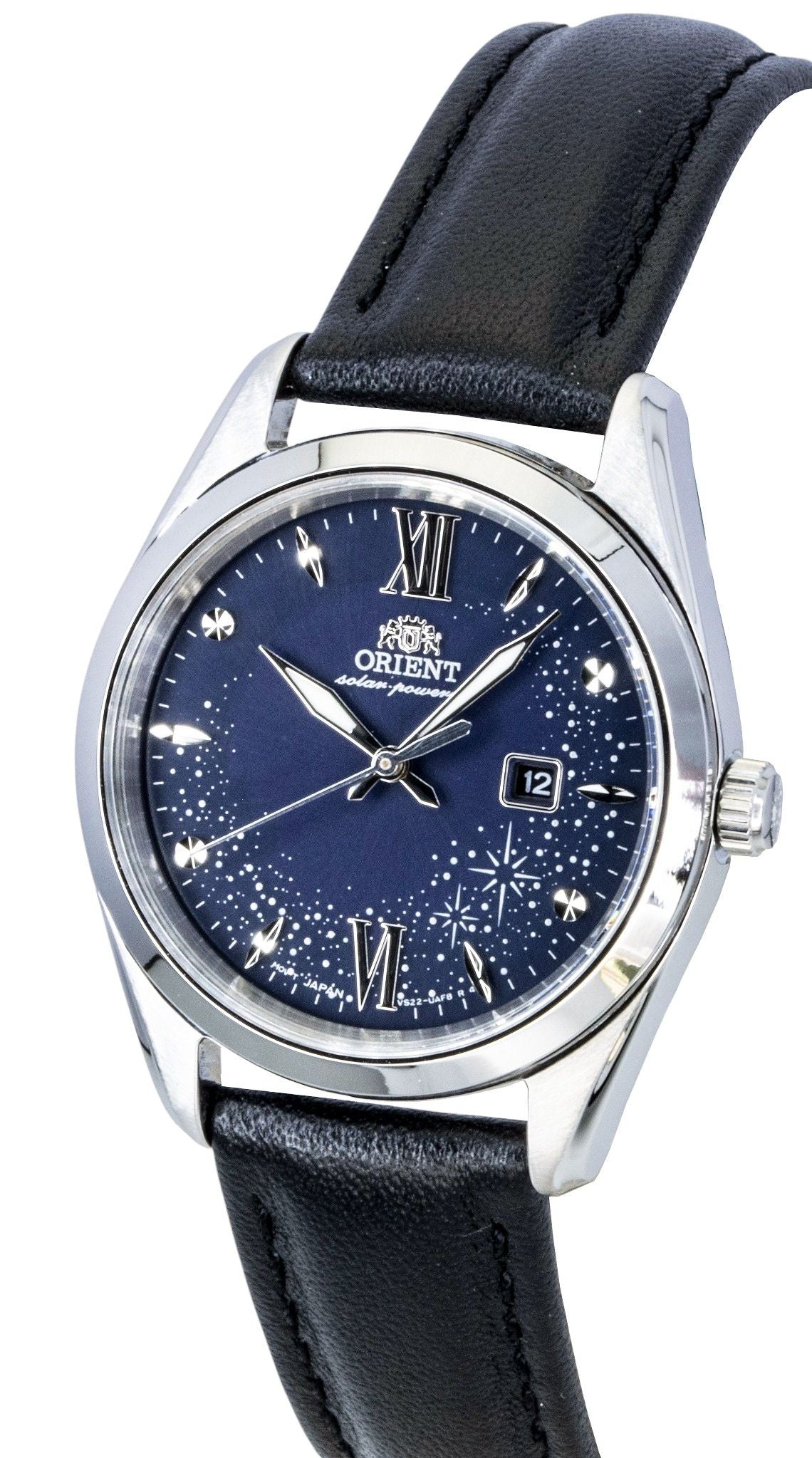 Orient Stretto Leather Strap Blue Dial Solar RA-WG0605L Women's Watch