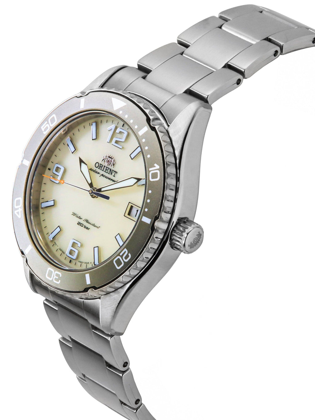Orient Mako III Stainless Steel Ivory Dial Solar Diver's RA-WJ0003S 200M Men's Watch