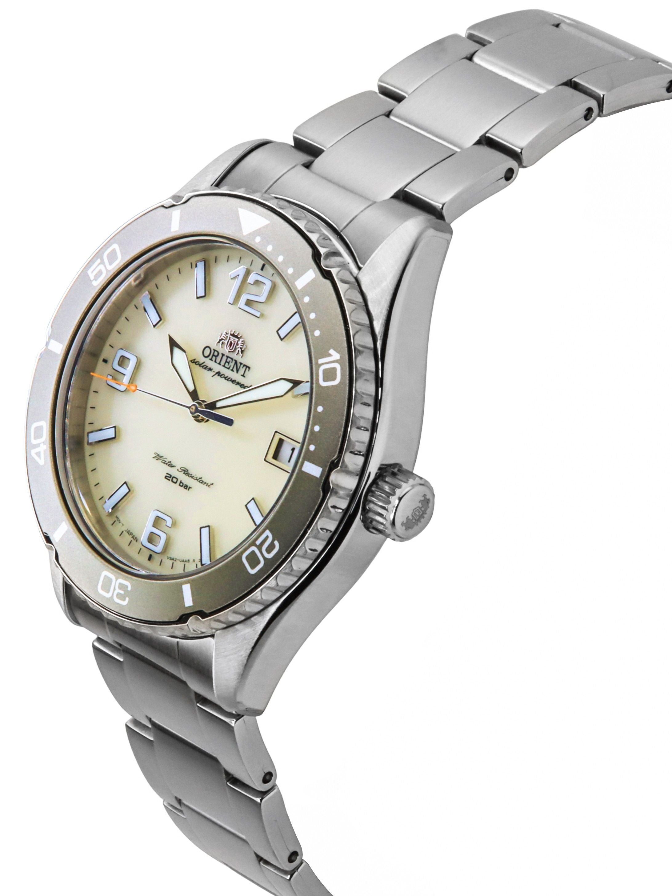 Orient Mako III Stainless Steel Ivory Dial Solar Diver's RA-WJ0003S 200M Men's Watch