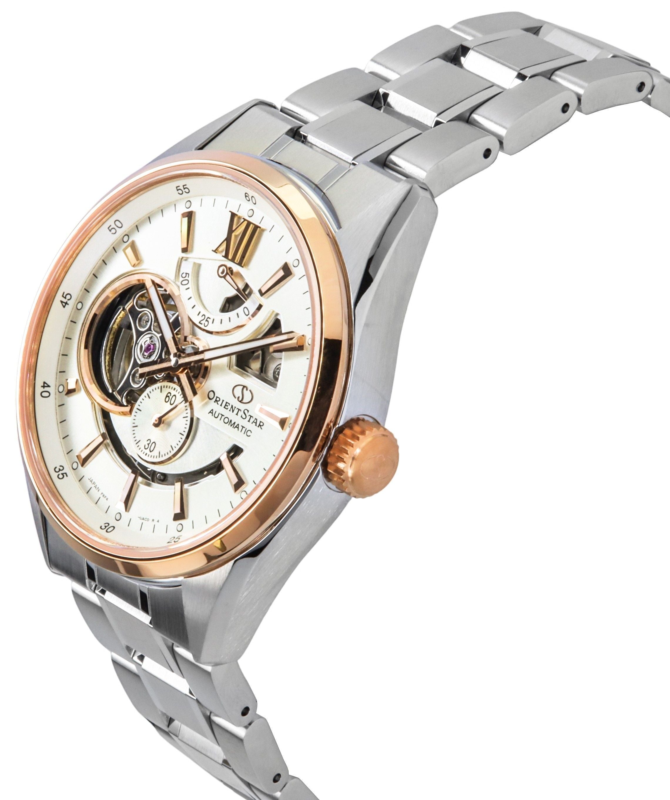 Orient Star Contemporary Stainless Steel Skeleton Ivory Dial Automatic RE-AV0123G 100M Men's Watch