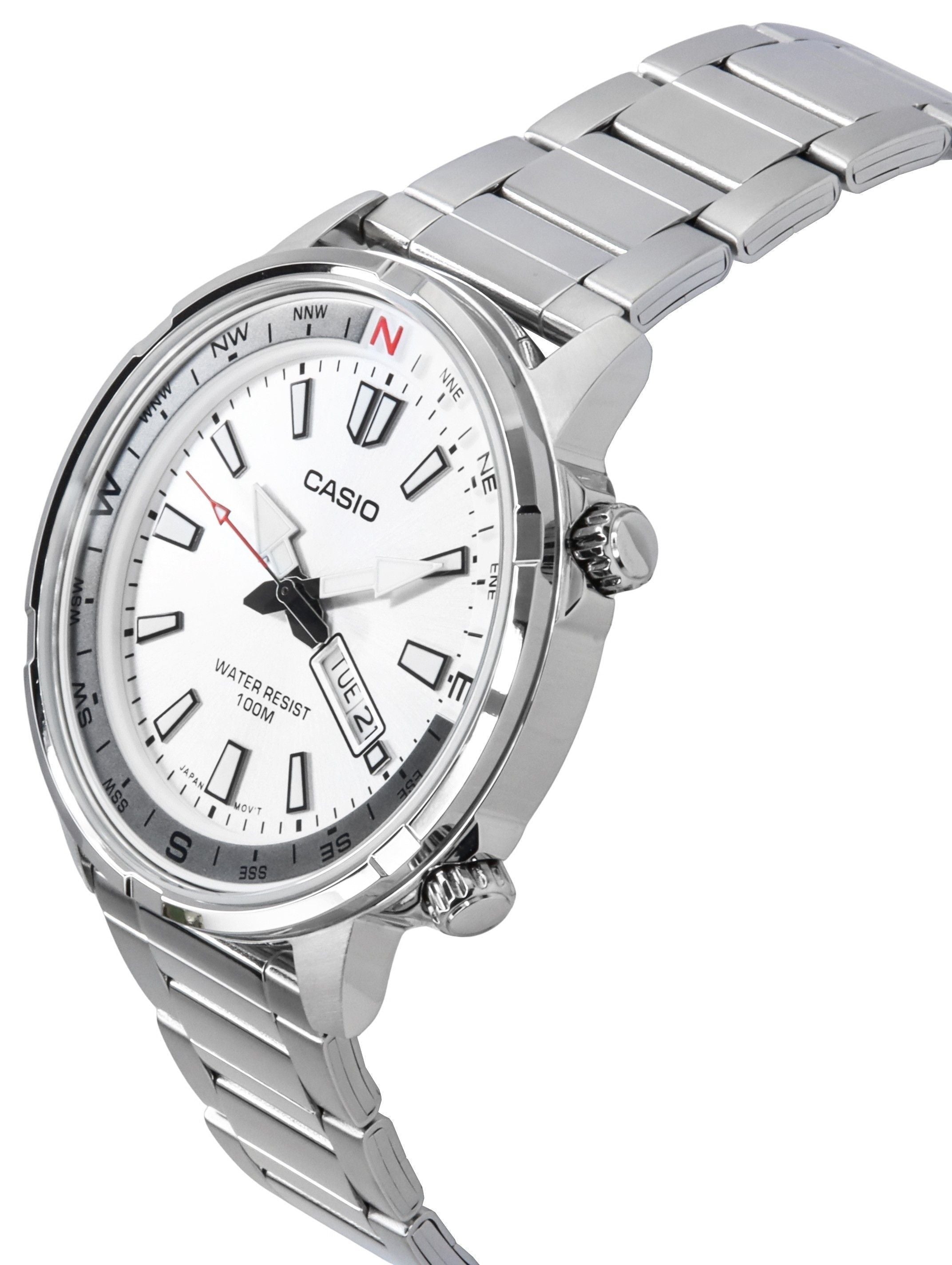 Refurbished Casio Standard Analog Stainless Steel Silver Dial Quartz MTD-130D-7AV 100M Men's Watch