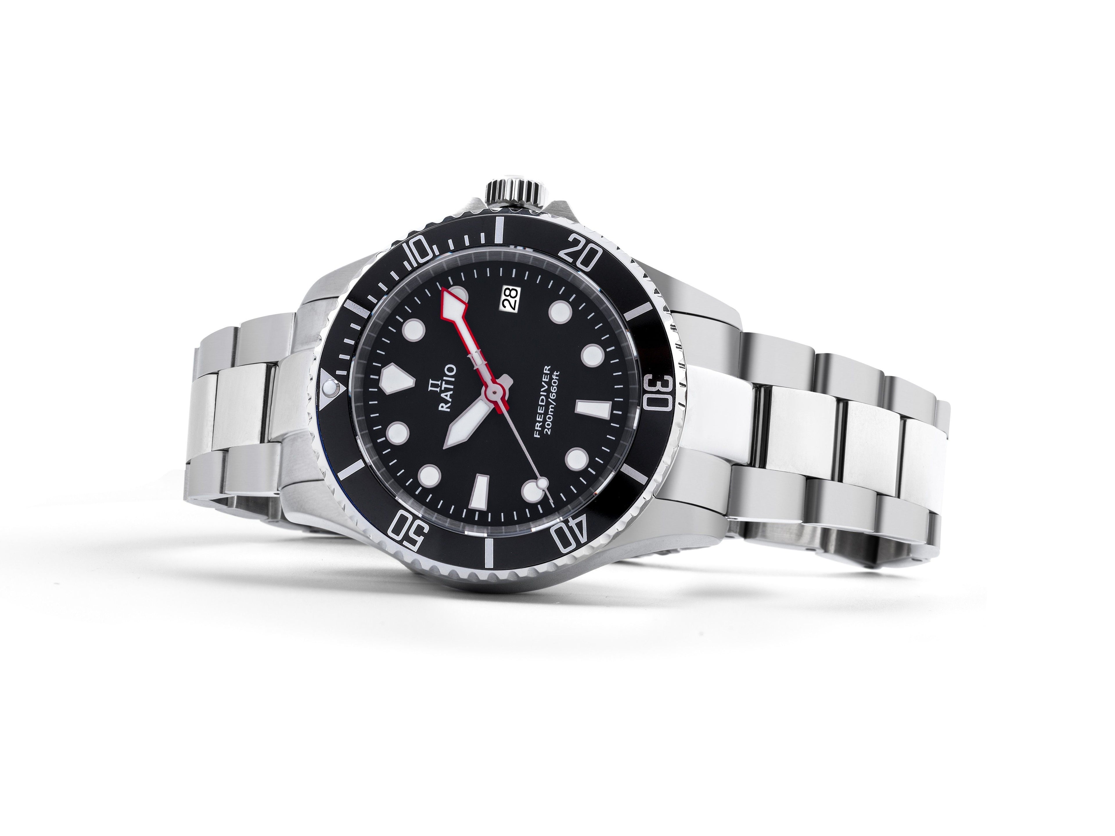 Ratio FreeDiver Sapphire Stainless Steel Black Dial Quartz RTF031 200M Men's Watch
