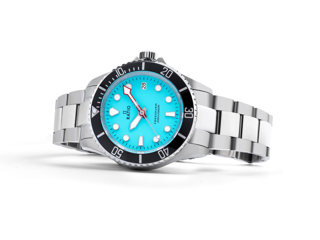 Ratio FreeDiver Sapphire Stainless Steel Ice Blue Dial Quartz RTF032 200M Men's Watch
