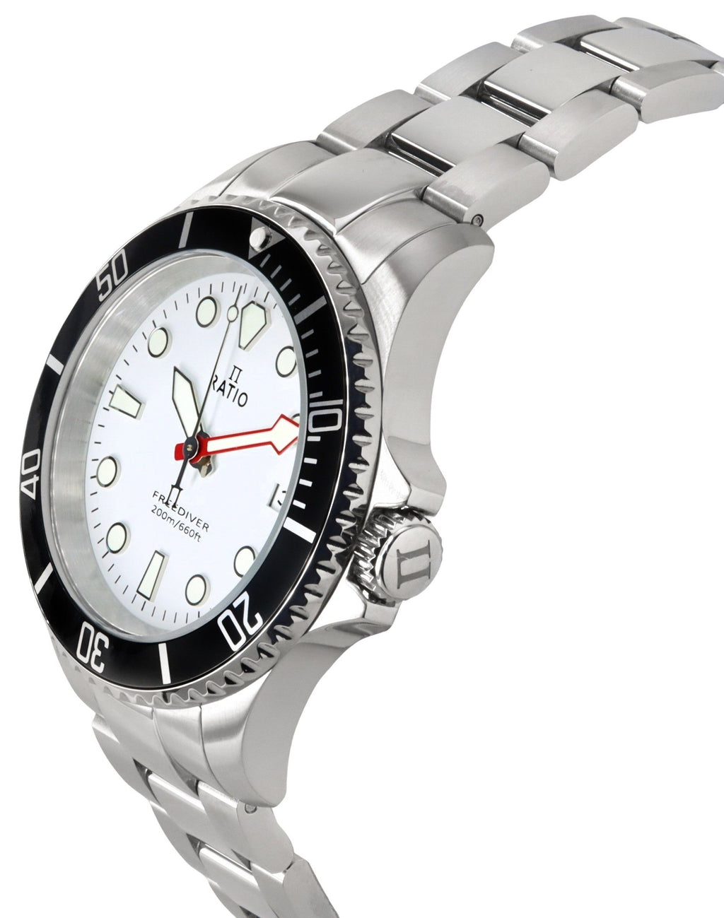 Ratio FreeDiver Sapphire Stainless Steel White Dial Quartz RTF037 200M Men's Watch