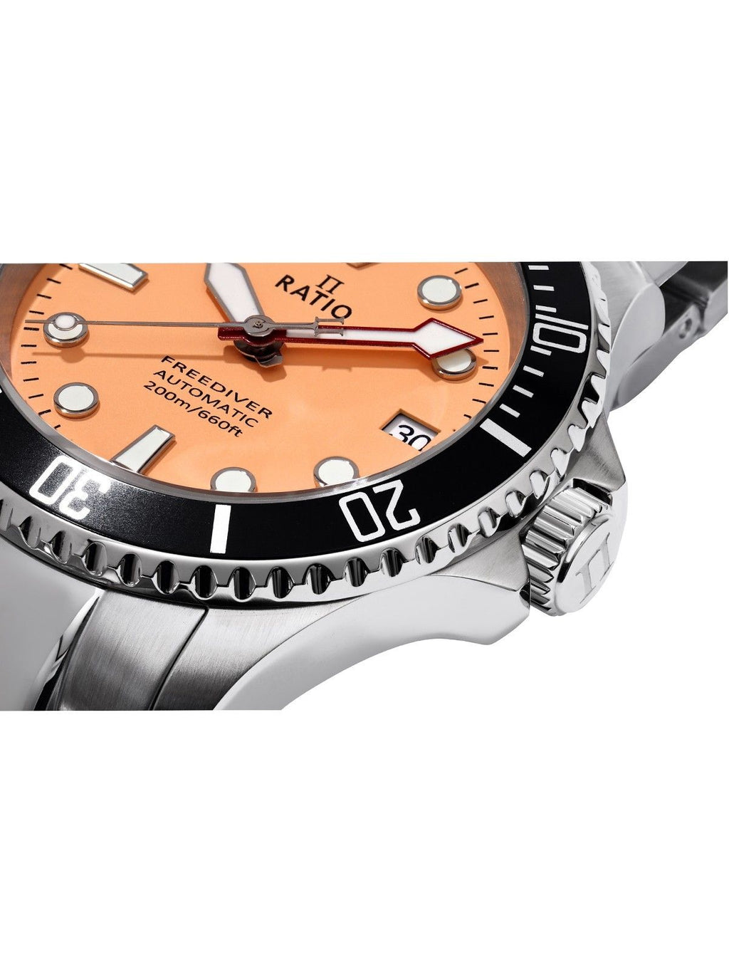 Ratio FreeDiver Sapphire Stainless Steel Salmon Dial Automatic RTF046 200M Men's Watch