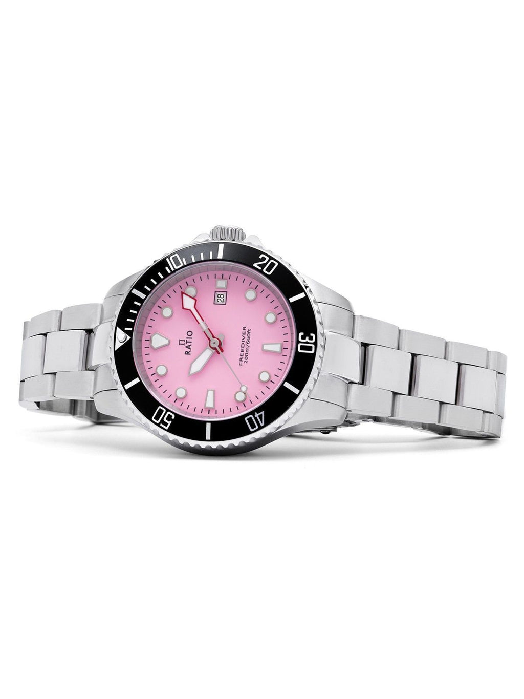 Ratio FreeDiver Sapphire Stainless Steel Candy Pink Dial Quartz RTFL809 200M Women's Watch